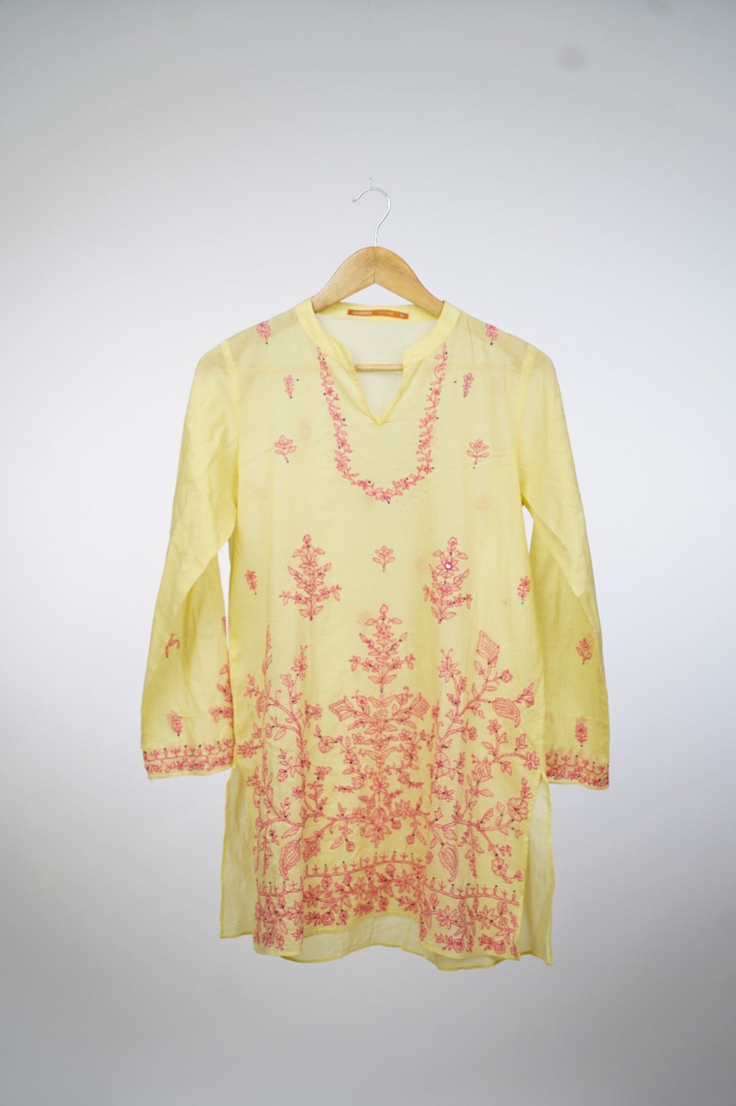 Yellow embroidered generation kurti