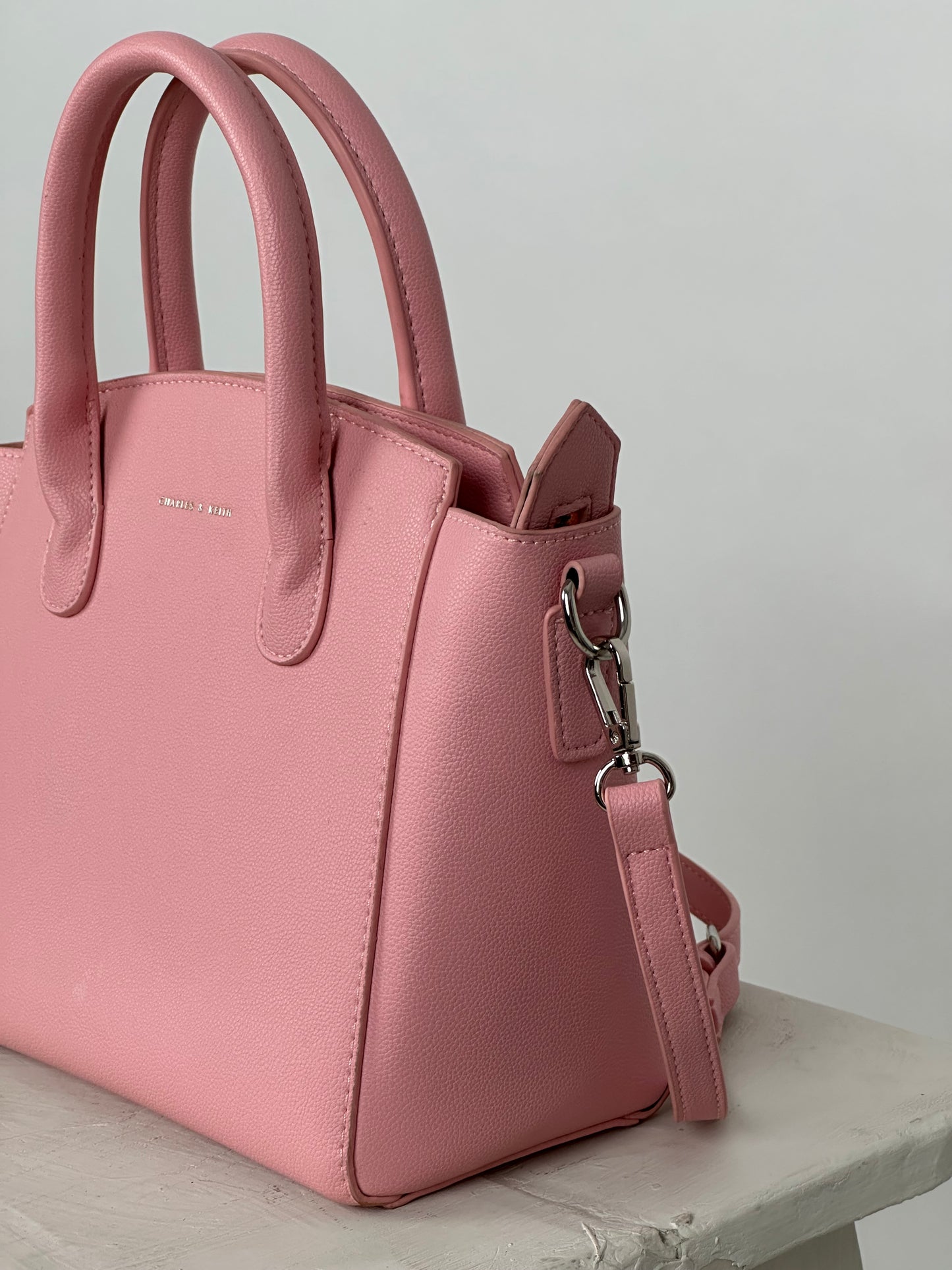 Charles & Keith Pink Cross Body With Top Handle