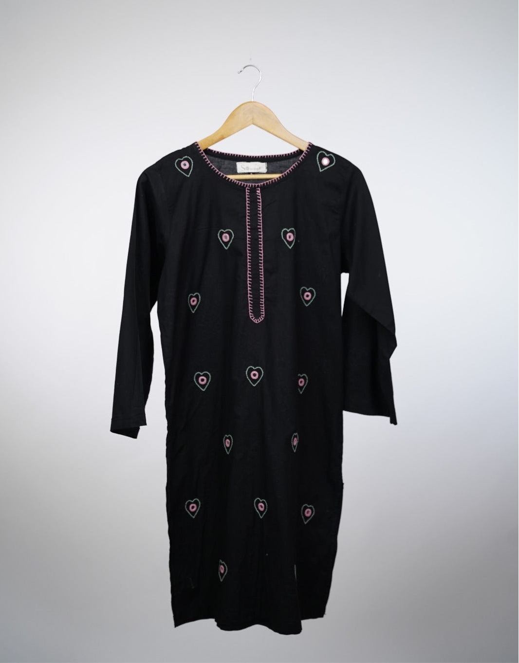 Black heart embroidered co-ord set