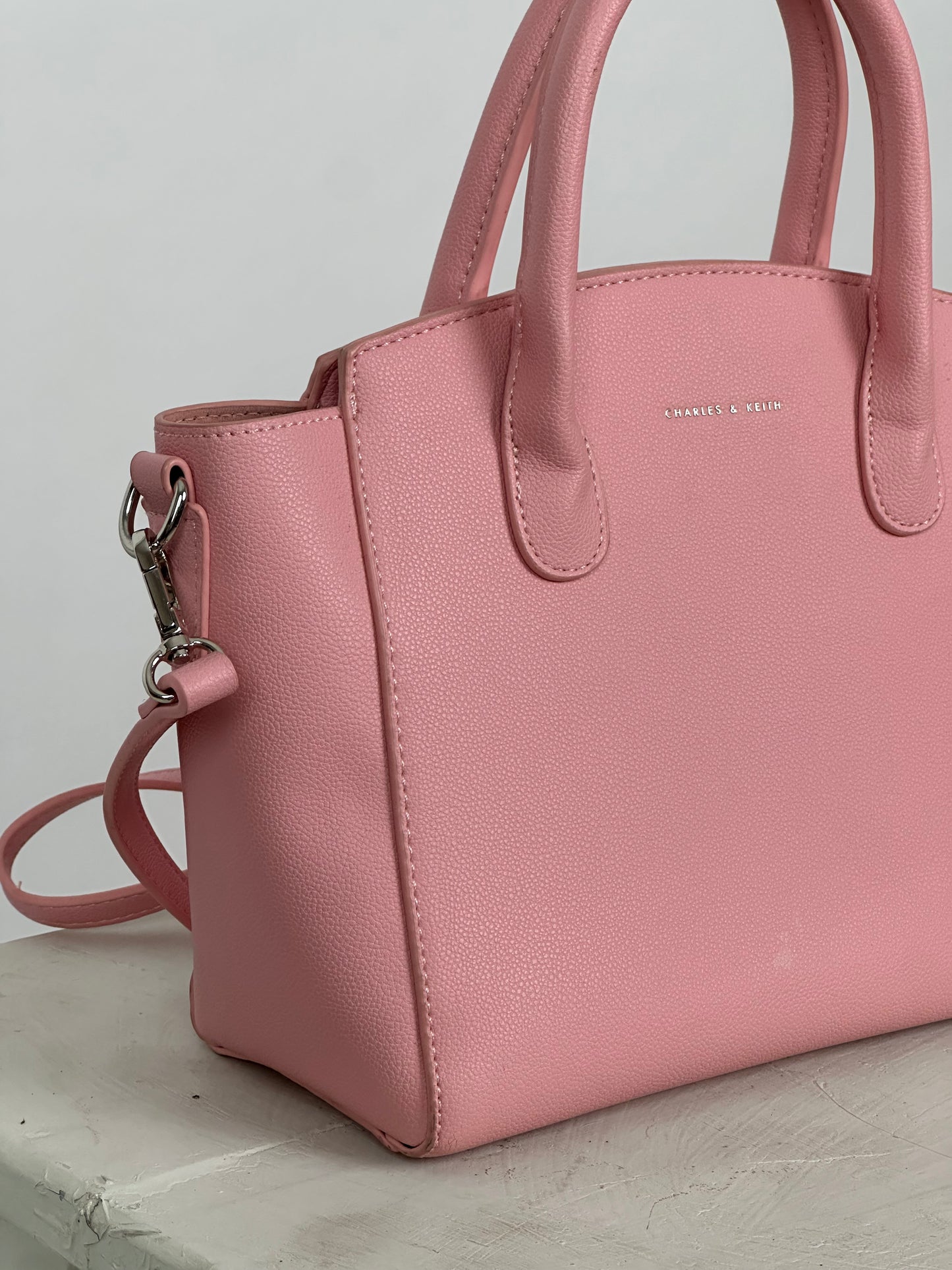 Charles & Keith Pink Cross Body With Top Handle