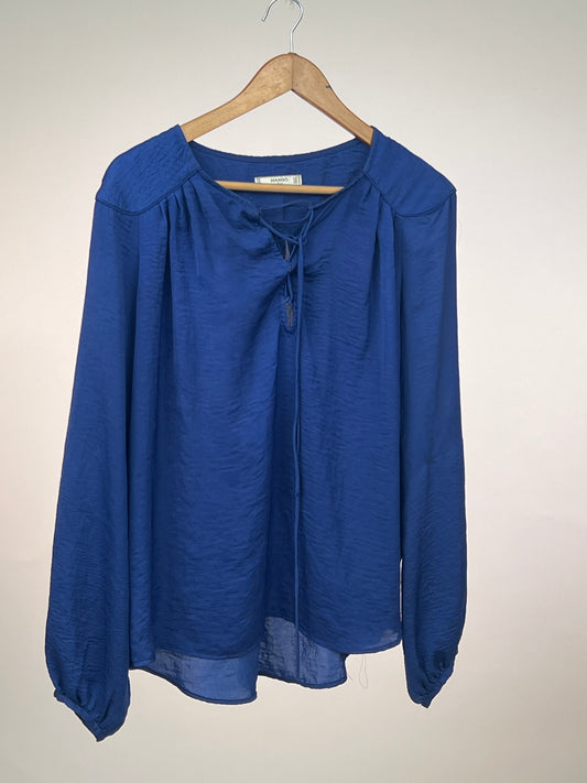 Blue MNG Silk Top