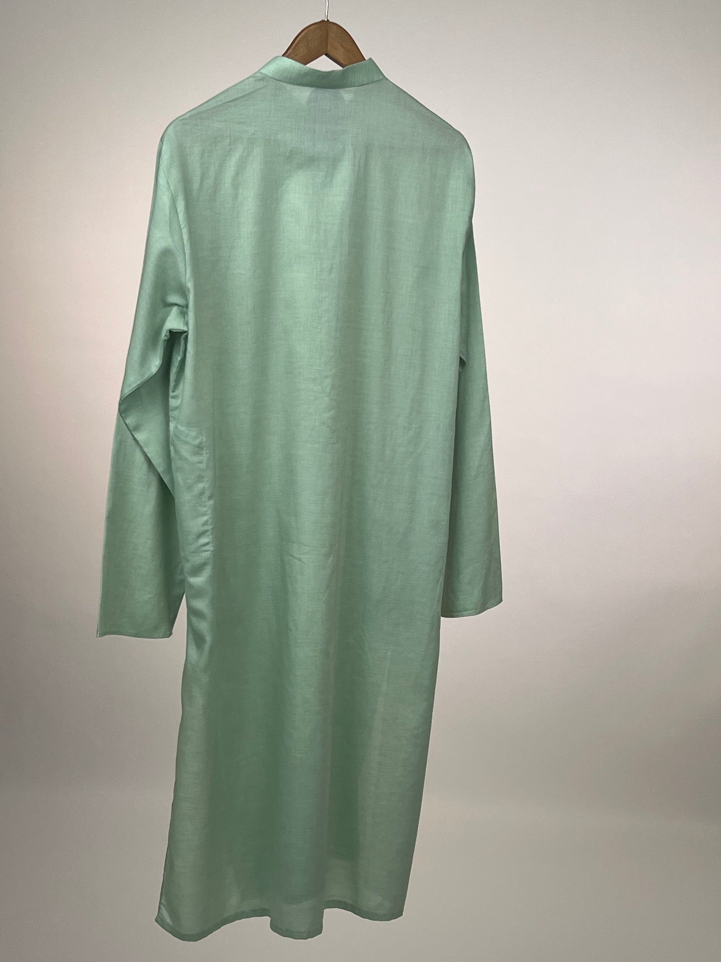 Green Cotton & Silk Kurta