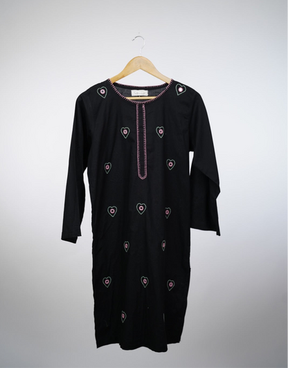 Black heart embroidered co-ord set