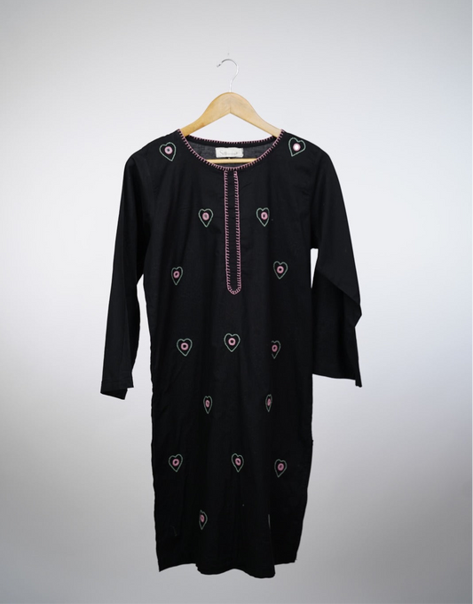 Black heart embroidered co-ord set